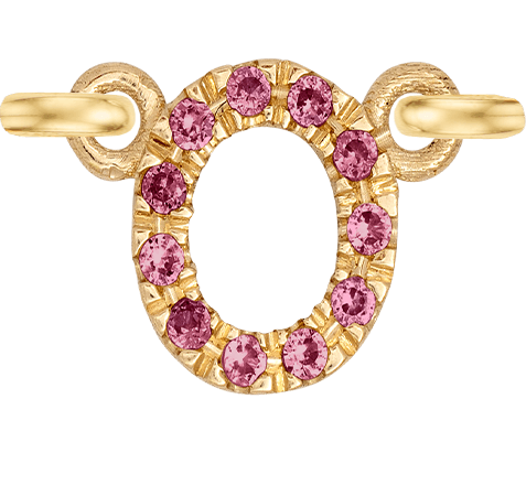 Yellow Gold, Pink Sapphire Letter - Roxanne First