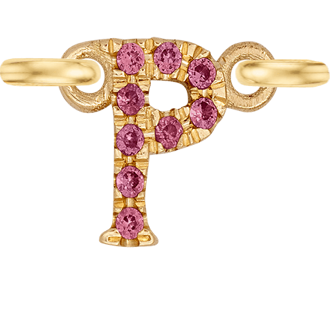 Yellow Gold, Pink Sapphire Letter - Roxanne First