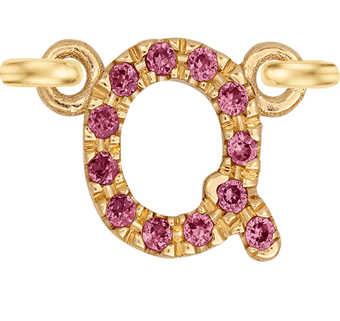 Yellow Gold, Pink Sapphire Letter - Roxanne First