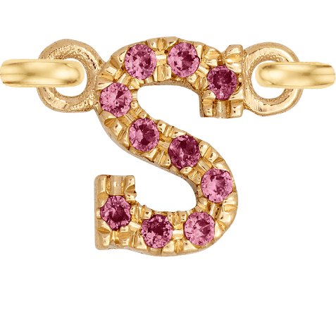 Yellow Gold, Pink Sapphire Letter - Roxanne First