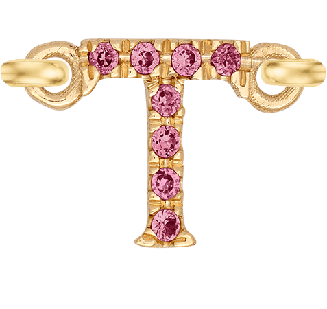 Yellow Gold, Pink Sapphire Letter - Roxanne First