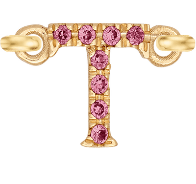 Yellow Gold, Pink Sapphire Letter - Roxanne First