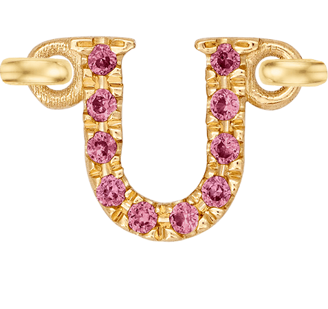 Yellow Gold, Pink Sapphire Letter - Roxanne First