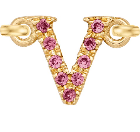 Yellow Gold, Pink Sapphire Letter - Roxanne First