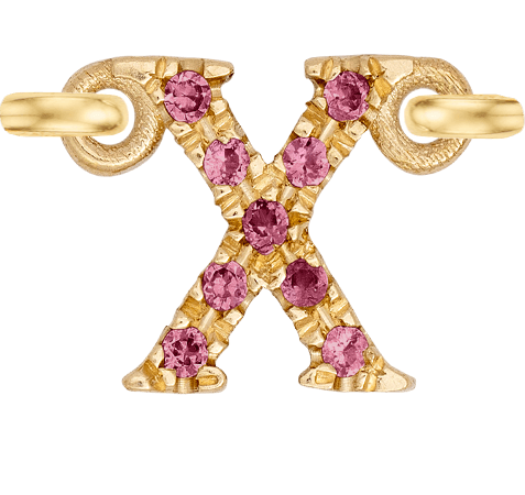 Yellow Gold, Pink Sapphire Letter - Roxanne First