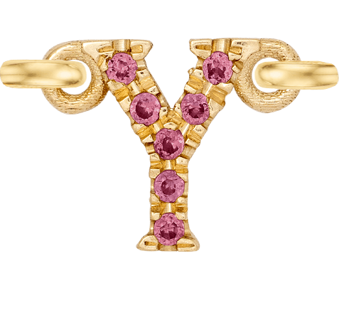 Yellow Gold, Pink Sapphire Letter - Roxanne First