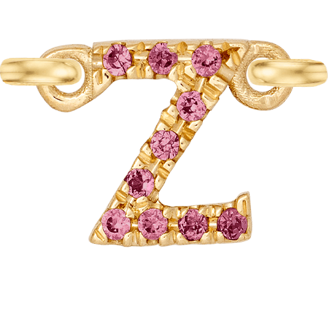 Yellow Gold, Pink Sapphire Letter - Roxanne First