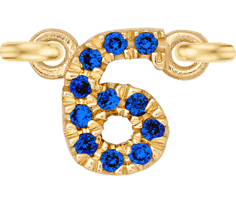 Yellow Gold, Blue Sapphire Number - Roxanne First