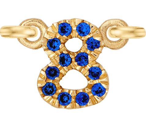 Yellow Gold, Blue Sapphire Number - Roxanne First