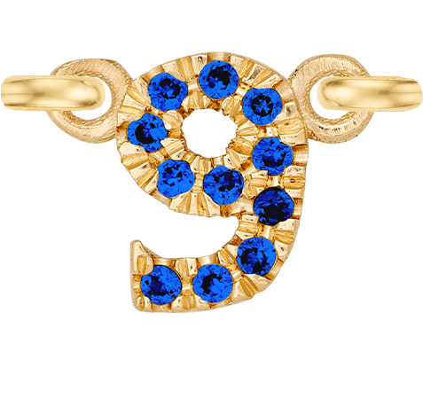 Yellow Gold, Blue Sapphire Number - Roxanne First