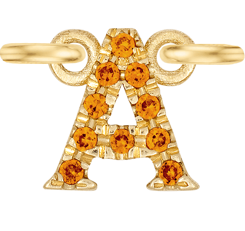 Yellow Gold, Orange Sapphire Letter - Roxanne First