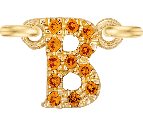 Yellow Gold, Orange Sapphire Letter - Roxanne First