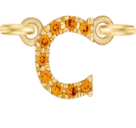 Yellow Gold, Orange Sapphire Letter - Roxanne First