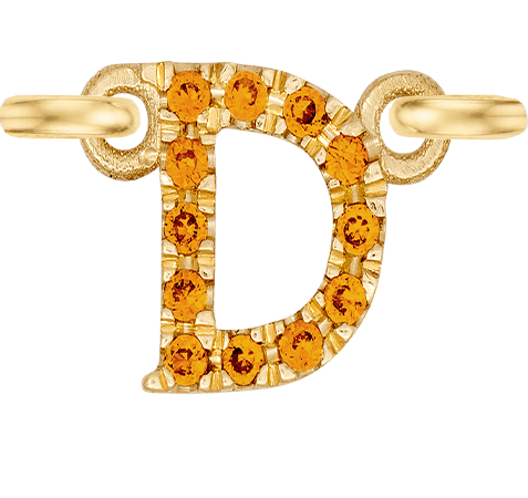 Yellow Gold, Orange Sapphire Letter - Roxanne First