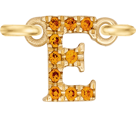 Yellow Gold, Orange Sapphire Letter - Roxanne First