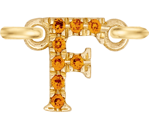 Yellow Gold, Orange Sapphire Letter - Roxanne First