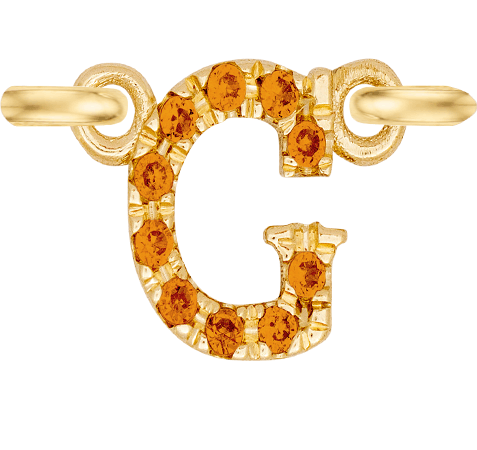 Yellow Gold, Orange Sapphire Letter - Roxanne First