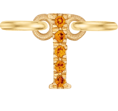 Yellow Gold, Orange Sapphire Letter - Roxanne First