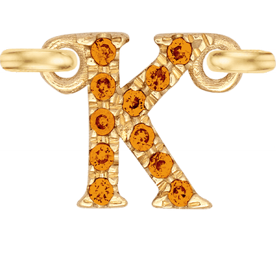 Yellow Gold, Orange Sapphire Letter - Roxanne First