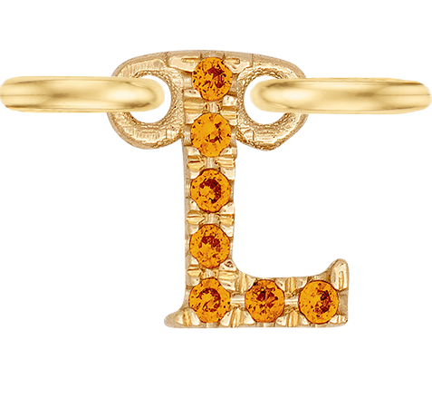 Yellow Gold, Orange Sapphire Letter - Roxanne First