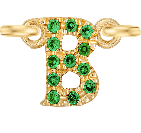 Yellow Gold, Green Garnet Letter - Roxanne First