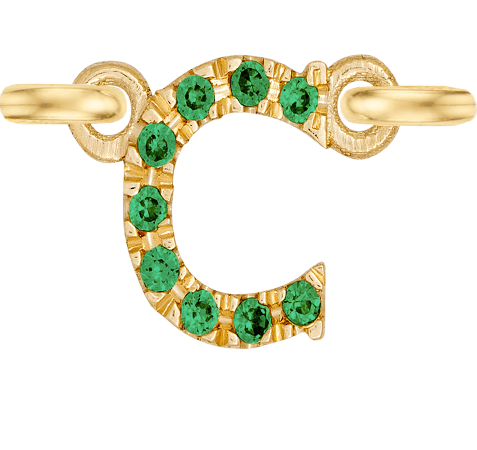 Yellow Gold, Green Garnet Letter - Roxanne First