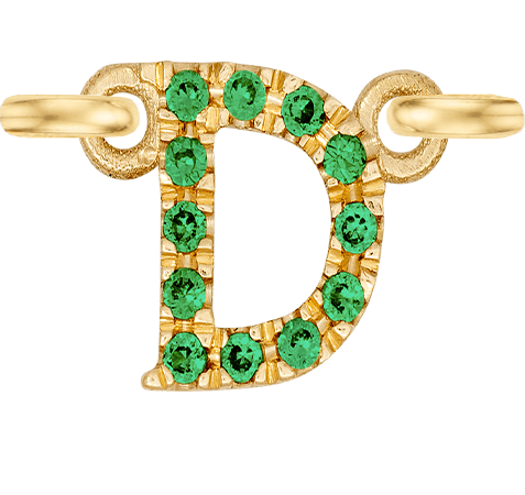 Yellow Gold, Green Garnet Letter - Roxanne First