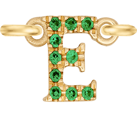 Yellow Gold, Green Garnet Letter - Roxanne First