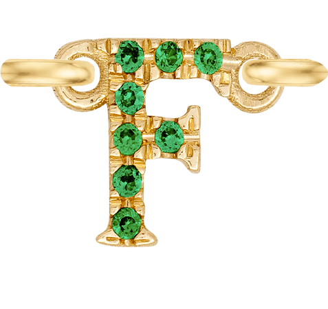 Yellow Gold, Green Garnet Letter - Roxanne First