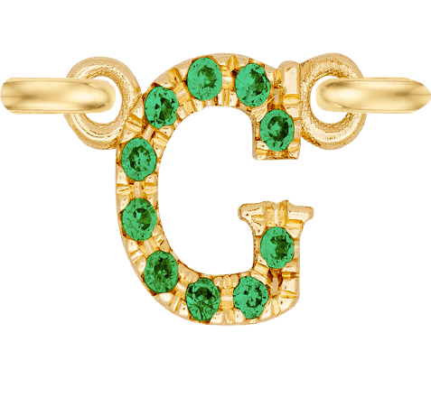 Yellow Gold, Green Garnet Letter - Roxanne First