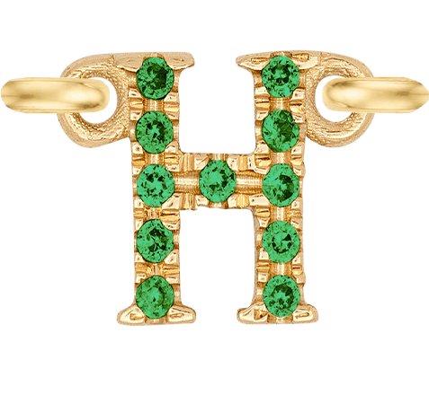 Yellow Gold, Green Garnet Letter - Roxanne First