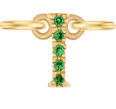 Yellow Gold, Green Garnet Letter - Roxanne First