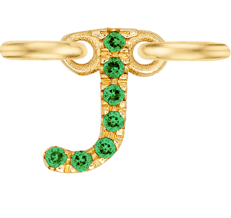 Yellow Gold, Green Garnet Letter - Roxanne First