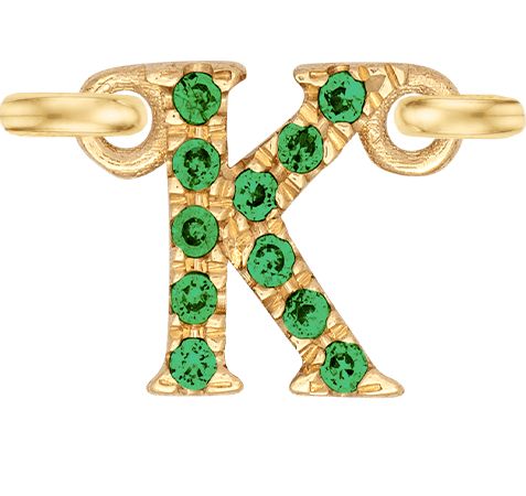 Yellow Gold, Green Garnet Letter - Roxanne First