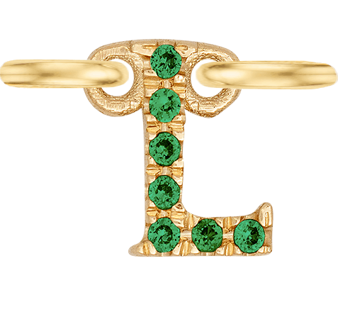 Yellow Gold, Green Garnet Letter - Roxanne First