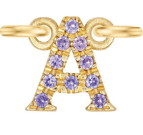 Yellow Gold, Lilac Sapphire Letter - Roxanne First