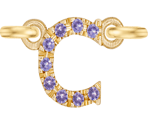 Yellow Gold, Lilac Sapphire Letter - Roxanne First