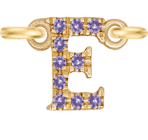 Yellow Gold, Lilac Sapphire Letter - Roxanne First