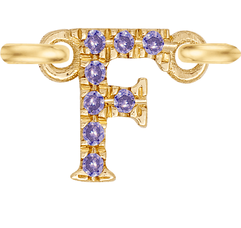 Yellow Gold, Lilac Sapphire Letter - Roxanne First