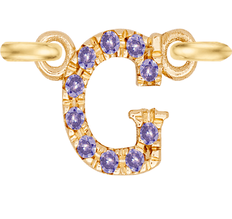 Yellow Gold, Lilac Sapphire Letter - Roxanne First