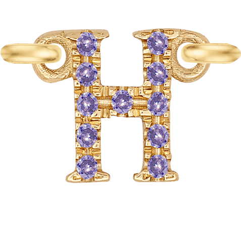 Yellow Gold, Lilac Sapphire Letter - Roxanne First