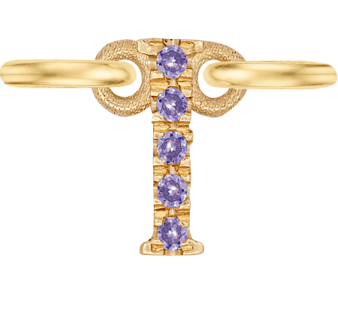 Yellow Gold, Lilac Sapphire Letter - Roxanne First