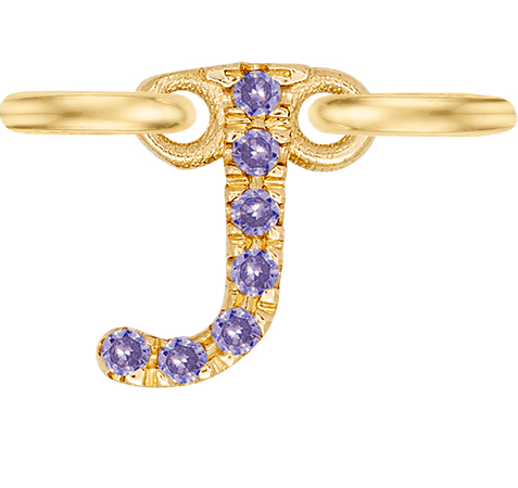 Yellow Gold, Lilac Sapphire Letter - Roxanne First