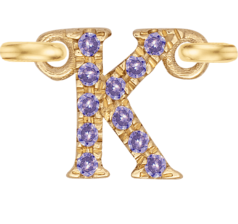 Yellow Gold, Lilac Sapphire Letter - Roxanne First