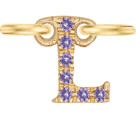 Yellow Gold, Lilac Sapphire Letter - Roxanne First