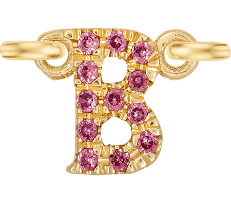 Yellow Gold, Pink Sapphire Letter - Roxanne First