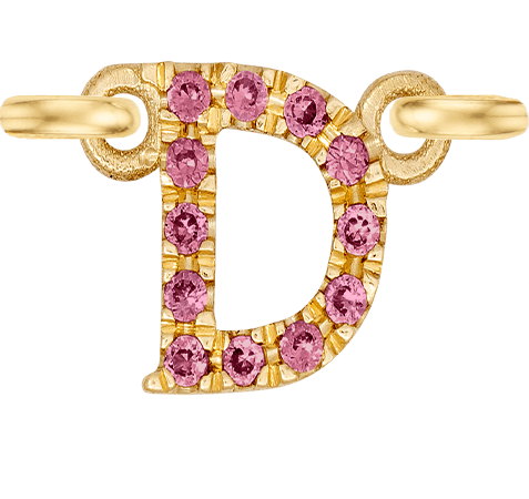Yellow Gold, Pink Sapphire Letter - Roxanne First