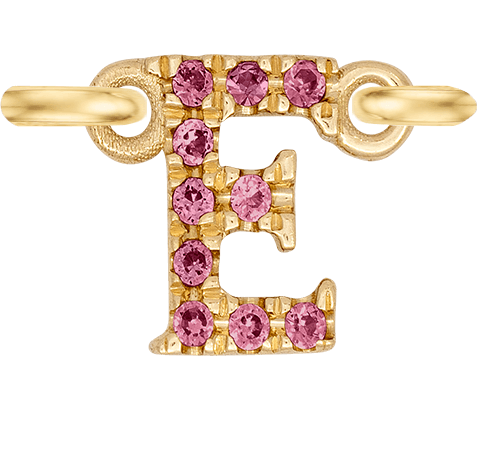 Yellow Gold, Pink Sapphire Letter - Roxanne First