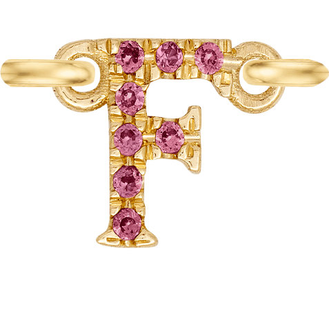 Yellow Gold, Pink Sapphire Letter - Roxanne First