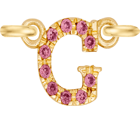 Yellow Gold, Pink Sapphire Letter - Roxanne First